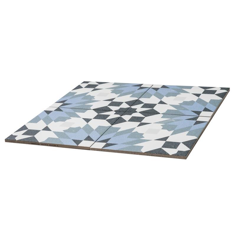 Garden Peony 8x8 Blue Matte Porcelain Tile - Floor & Wall