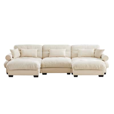Convertible Modular Couch 130" U Shaped Sectional Sofa with 2 Ottomans