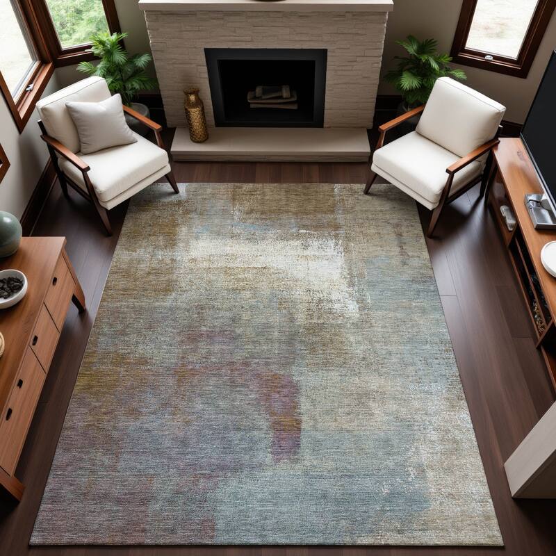 Premium Washable Super Soft Abstract Mayfield Rug - Mocha - 9' x 12'