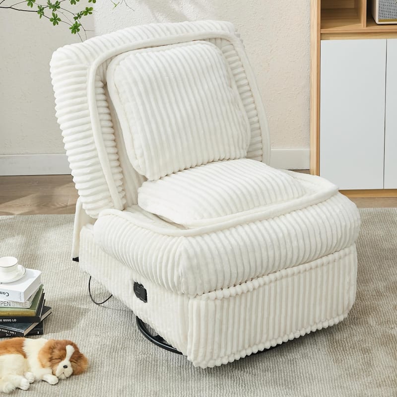 Recliner Chair with Pull Footrest, Swivel Rocking Single Sofa Chair, Upholstery Lounge Chair with Adjustable Backrest