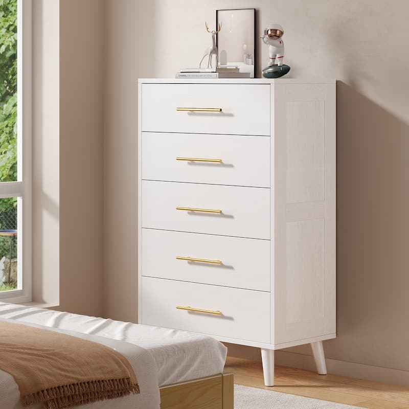 5/6/Chest of Drawers Dresser Modern Drawers with Metal Handles, Wood Storage Dresser for Bedroom, Living Room, Entryway