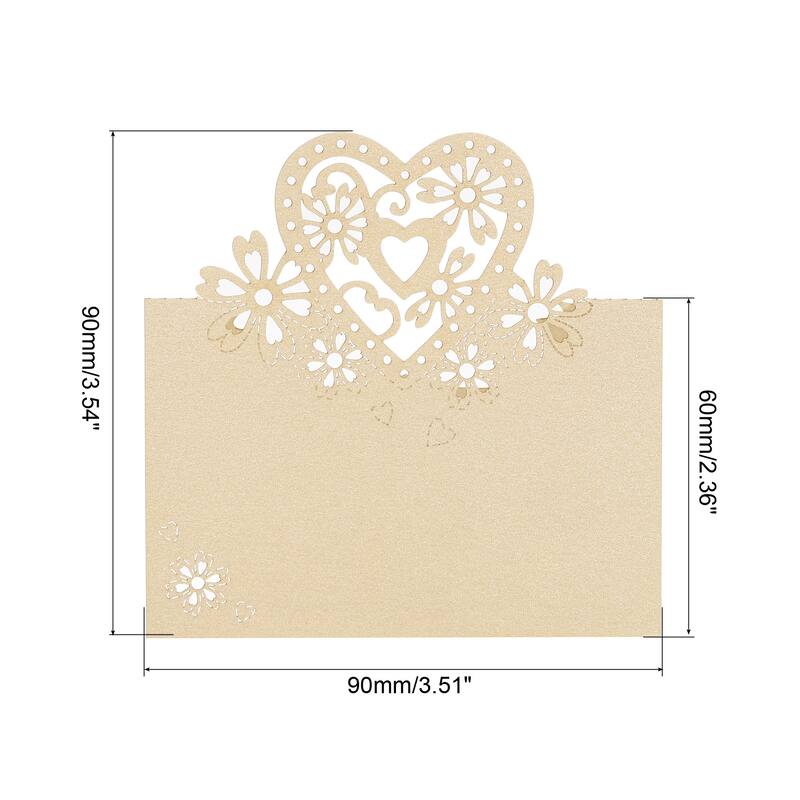 Table Name Place Cards,50Pcs Hollow Heart Shape Cut Design Blank Card Beige