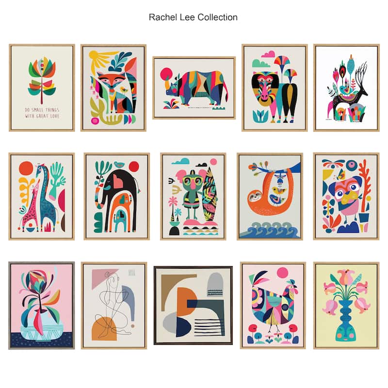 Kate and Laurel Sylvie Mid-Century Crocodile Framed Canvas by Rachel Lee