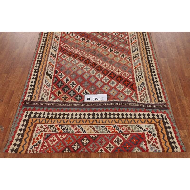 Kilim Qashqai Persian Vintage Rug Flatweave Traditional Wool Carpet - 4'2"x 7'8"