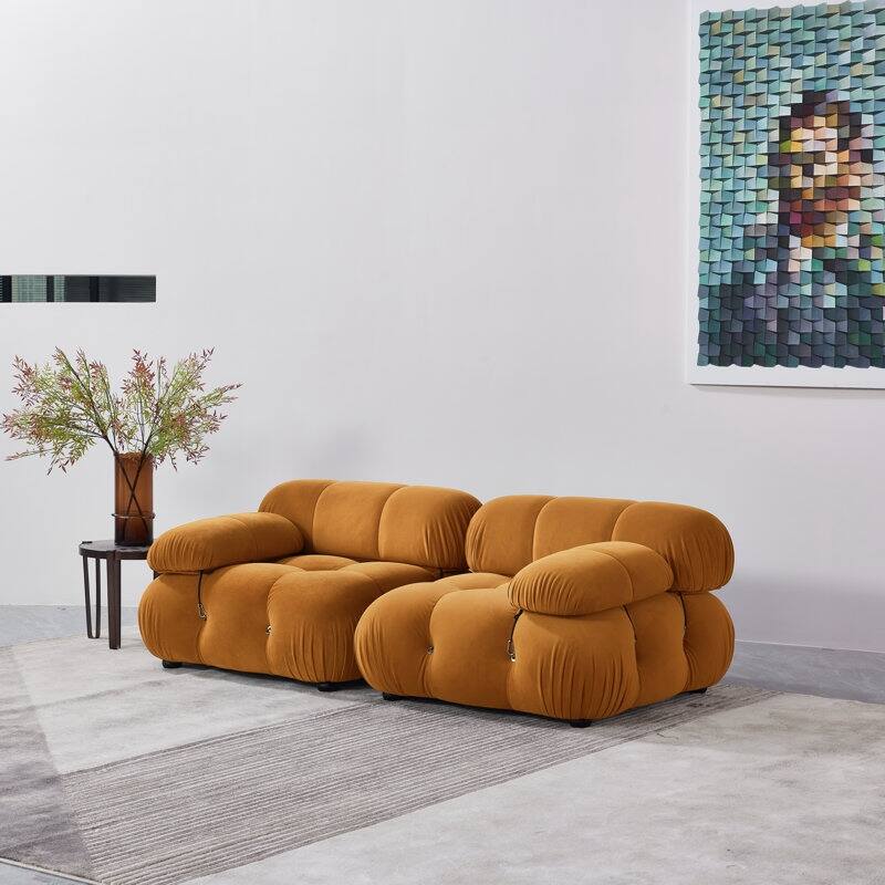 Breeley 76'' Velvet Upholstered Loveseat - Yellow