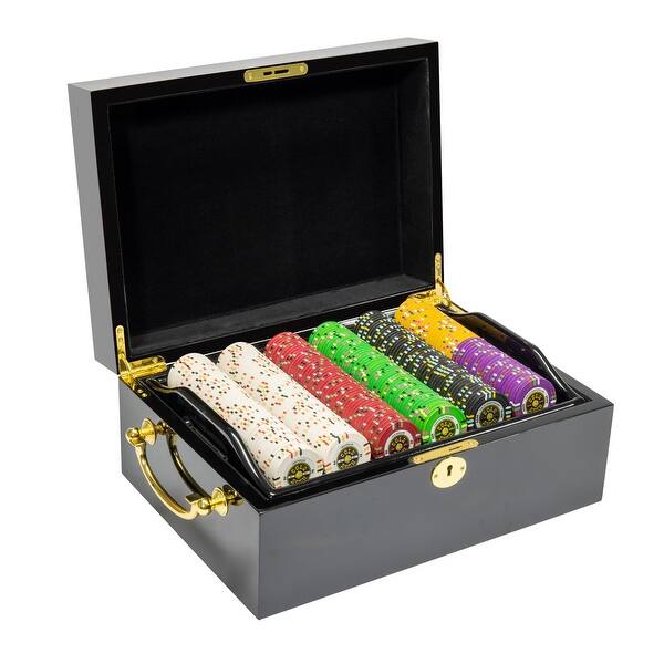 slide 2 of 5, 500Ct Claysmith Gold Rush Chip Set in Mahogany Case