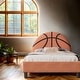 preview thumbnail 1 of 8, Basketball Upholstered Twin Bed, Sport Style, Orange, No Box Spring Orange