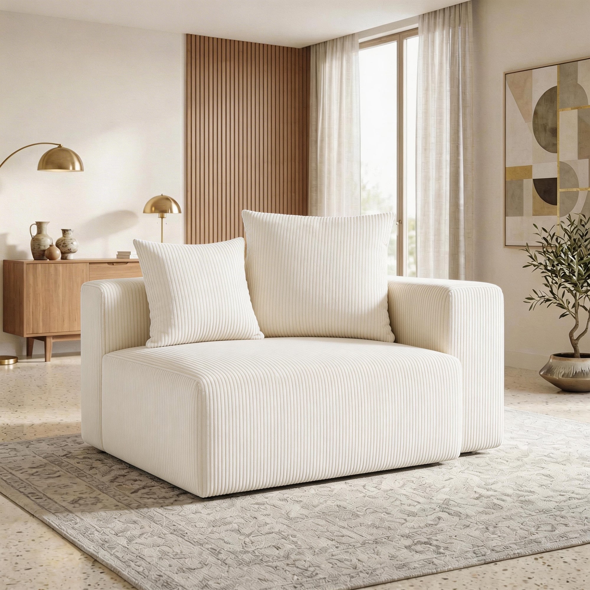 DIY Corduroy Collection Upholstered Modular Sectional Sofa Ottoman
