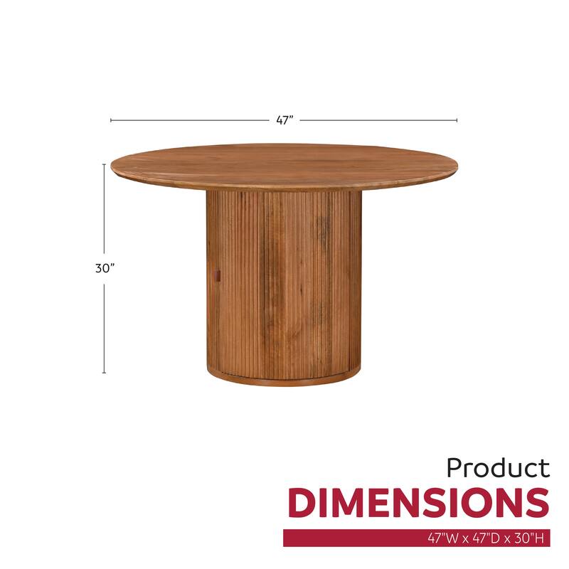Margot 47 in. Wood Round Dining Table with Storage - Brown