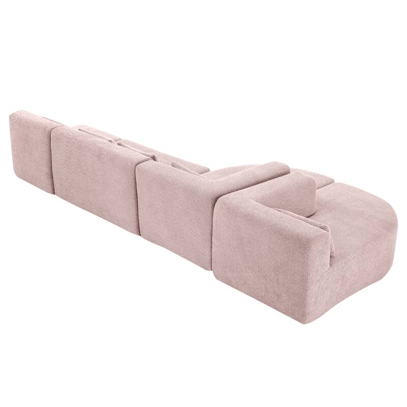 Upholstered Sofa Free-Combined Sofa Couch With Two Chaise Lounge And Five Back Pillows