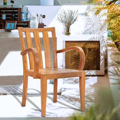 Chic Teak Boston Teak Wood Indoor/ Outdoor Patio Dining Arm Chair