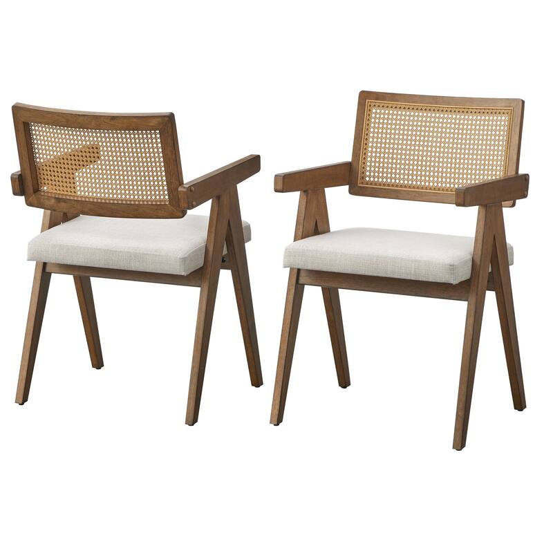 Lifestorey Felicity Solid Wood Dining Arm Chair (Set of 2)
