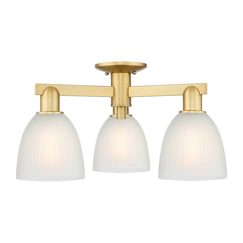 Innovations Lighting Endless Possibilities Arcadia - Castile - 3 Light 24" Semi-Flush Mount - Satin Gold/White