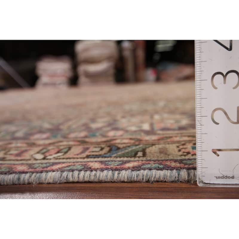 Pink Geometric Tabriz Vintage Persian Rug Hand-Knotted Wool Carpet - 8'0" x 11'2"