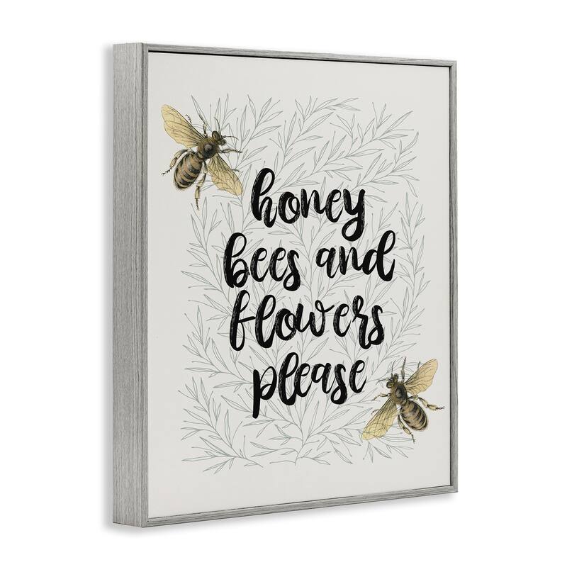 Stupell Honey Bees & Flowers Please Framed Giclee Art Design By Lil' Rue