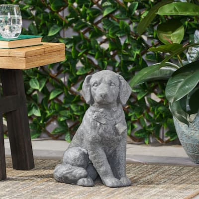 Bluffton Outdoor Cast Stone Outdoor Dog Garden Statue by Christopher Knight Home