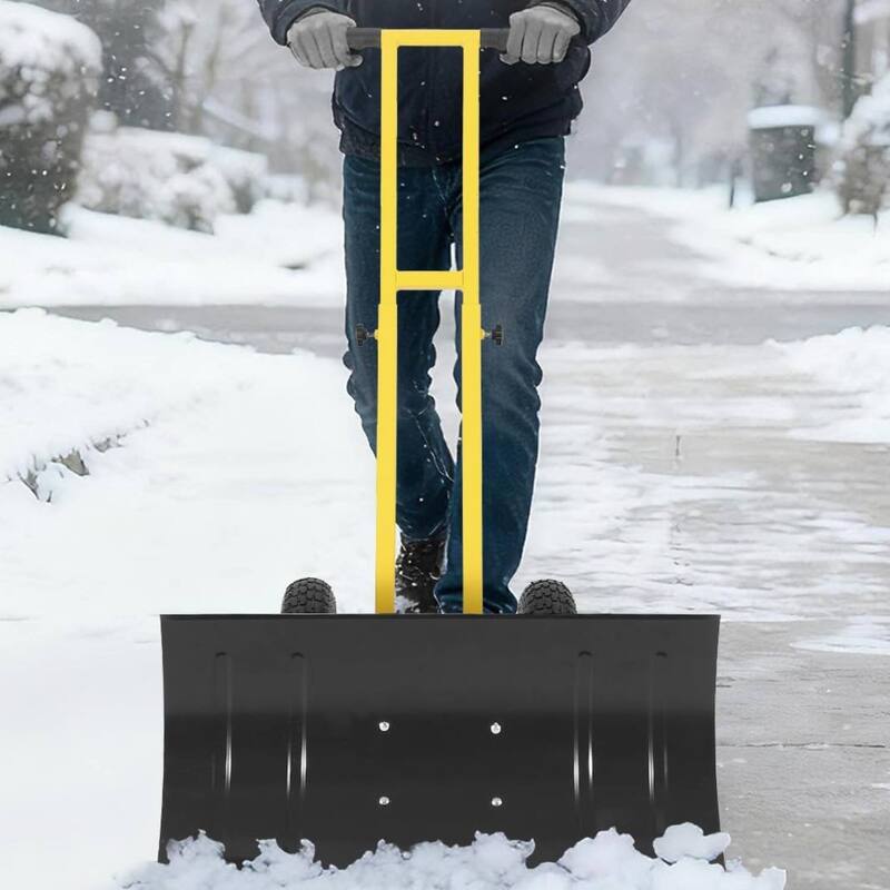29.13x14 in Heavy Duty Rolling Snow Pusher Shovel for Driveway, Doorway, Sidewalk