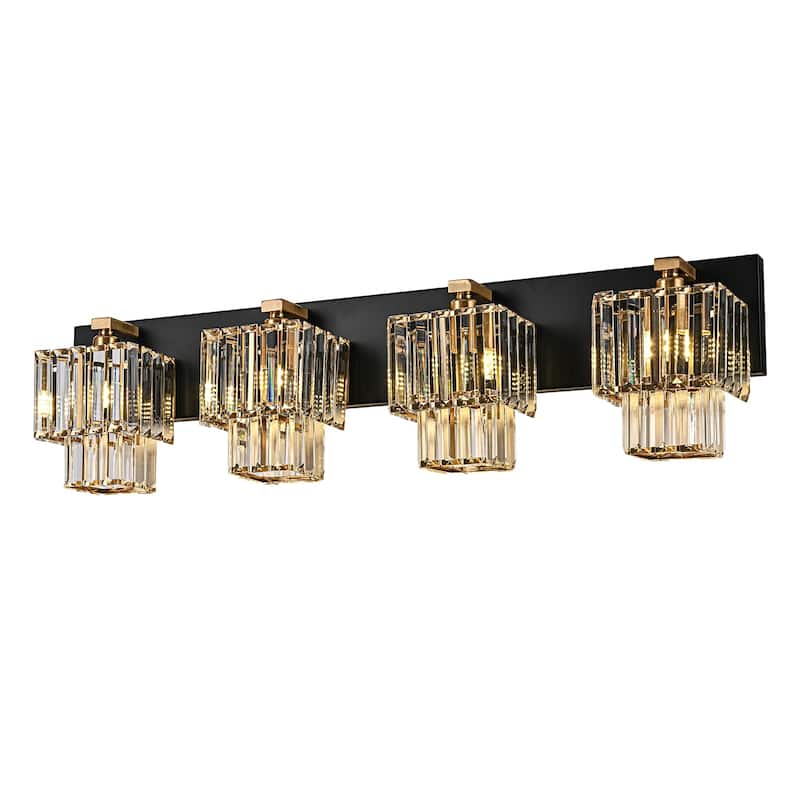 Modern Dimmable Glam Crystal Bathroom Vanity Lights - Black & Gold