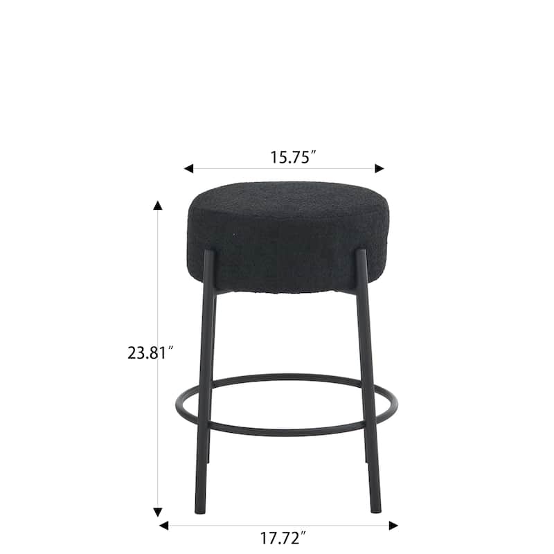 Set of 2 Contemporary Round Upholstered Dining Stools, Bar Stools