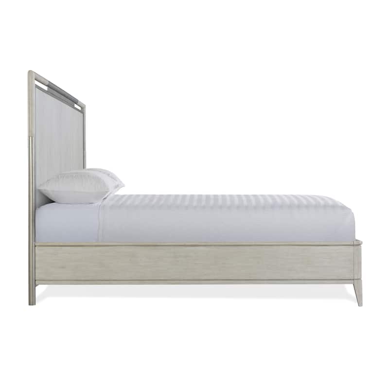 Roundhill Furniture Mantalia Solid Wood Bedroom Set with Metal Frame, Panel Bed, Dresser, Mirror, and 2 Nightstands, Champagne