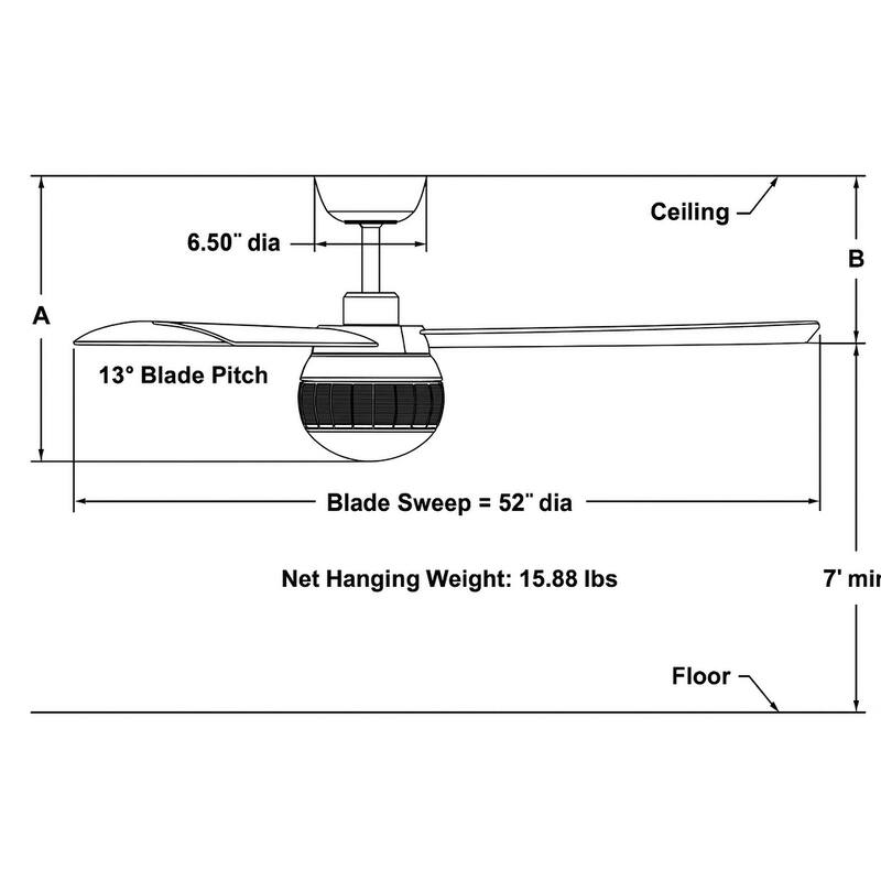 Paget 52 inch Indoor/Outdoor Smart Ceiling Fan with LED Light Kit and Remote