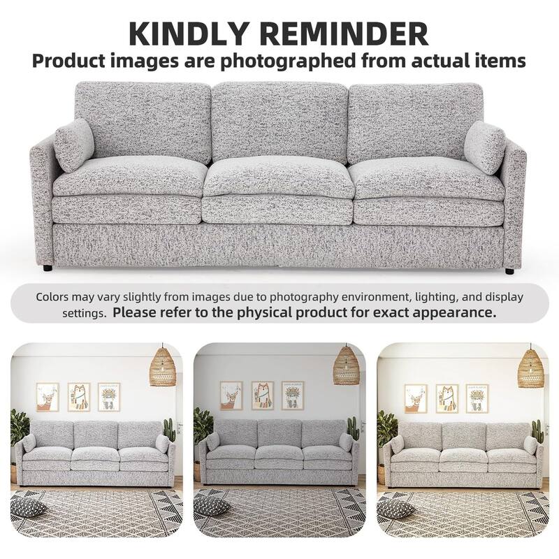 AECOJOY 89" Comfy Sofa Couch for Living Room, 3 Seats Large Modern Chenille Sofa with 2 Removable Pillow