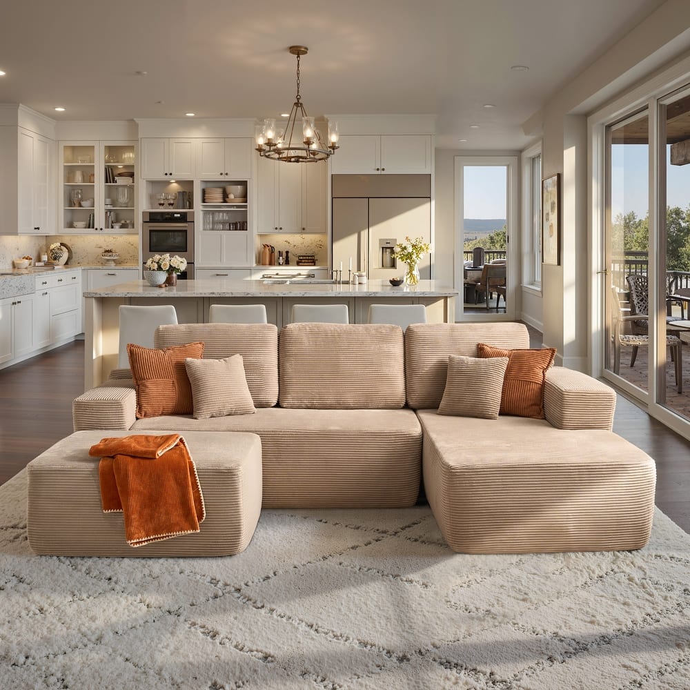 ​​OVIOS Lazy Chaise Lounge Sofa with Ottoman​