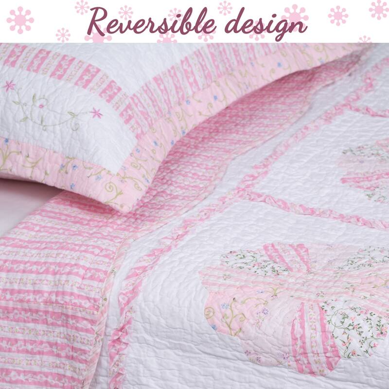 Daisy Field Floral Pink Quilt Beddnig Set