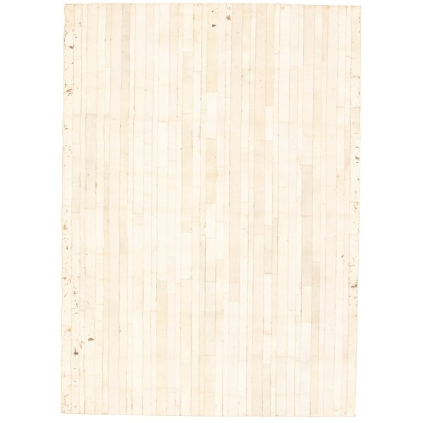 ECARPETGALLERY Handmade Cowhide Patchwork Ivory Leather Rug - 4'8 x 6'6. Opens flyout.