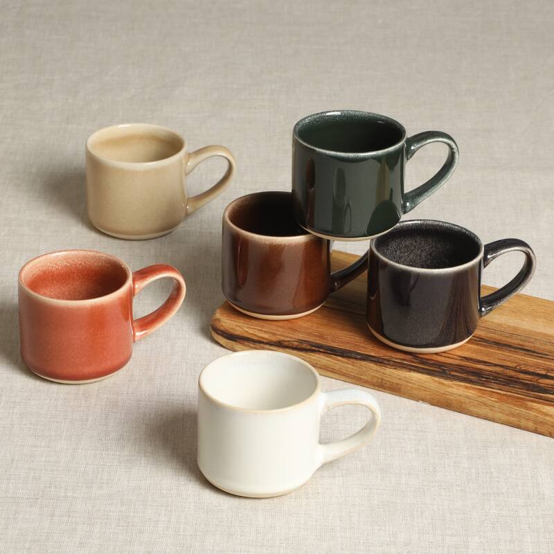 Mr. Coffee Espresso Whims 6 Piece 4 OZ Reactive Glaze Espresso Cup Set