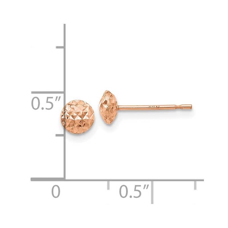 Curata 14k Rose Gold 5 mm Puff Circle Stud Earrings
