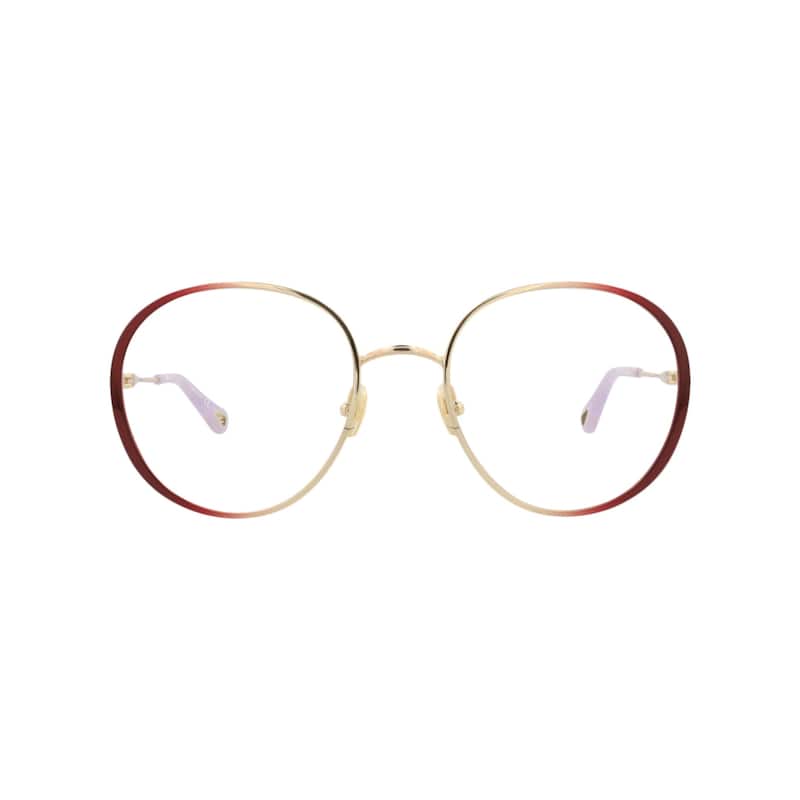 Chloé Round-Frame Metal Optical Frames - Burgundy Burgundy Transparent - Multi