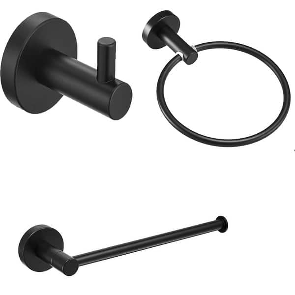 Black Bathroom Accessories Set - Black/Stainless Steel