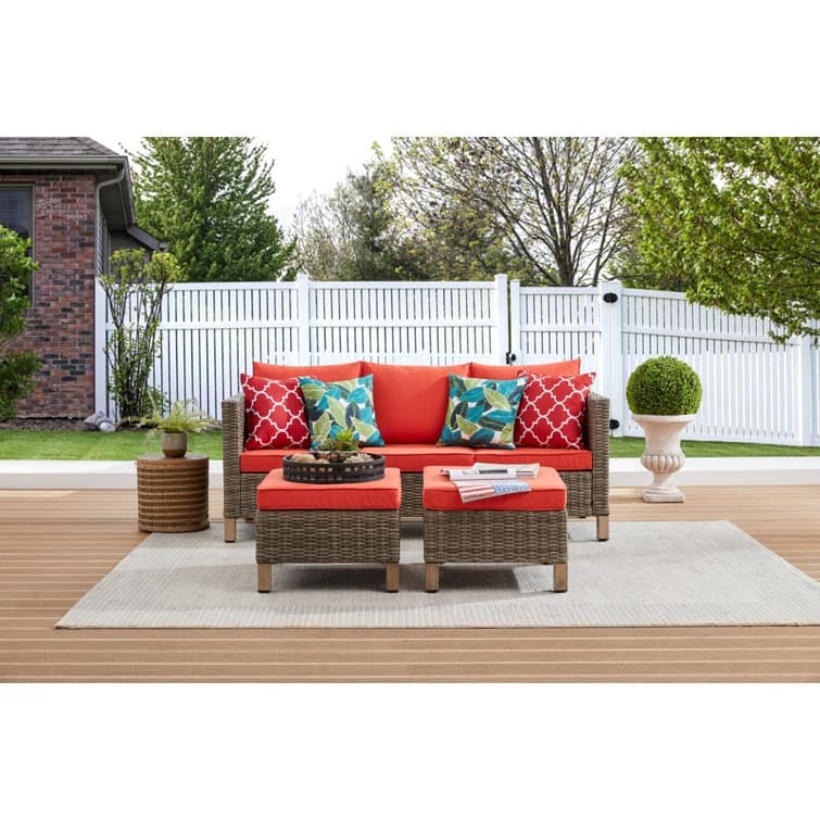 72.1'' Wicker Outdoor Patio Sofa - Orange