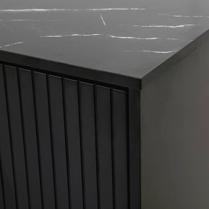 Modern sideboard with Four Doors, Metal handles & Legs and Adjustable Shelves Kitchen Cabinet