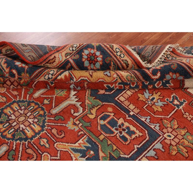 Orange Heriz Serapi Oriental Area Rug Handmade Wool Carpet - 8'11" x 12'1"