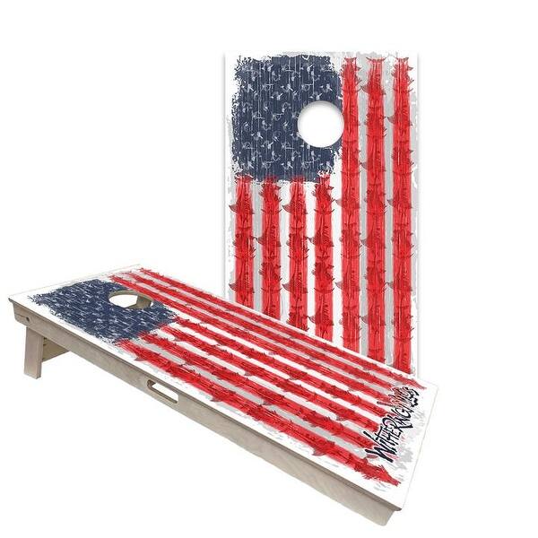slide 2 of 6, Withering Wilds American Flag Regulation 2x4 Cornhole Board Set All-Weather - Include Carrying Case