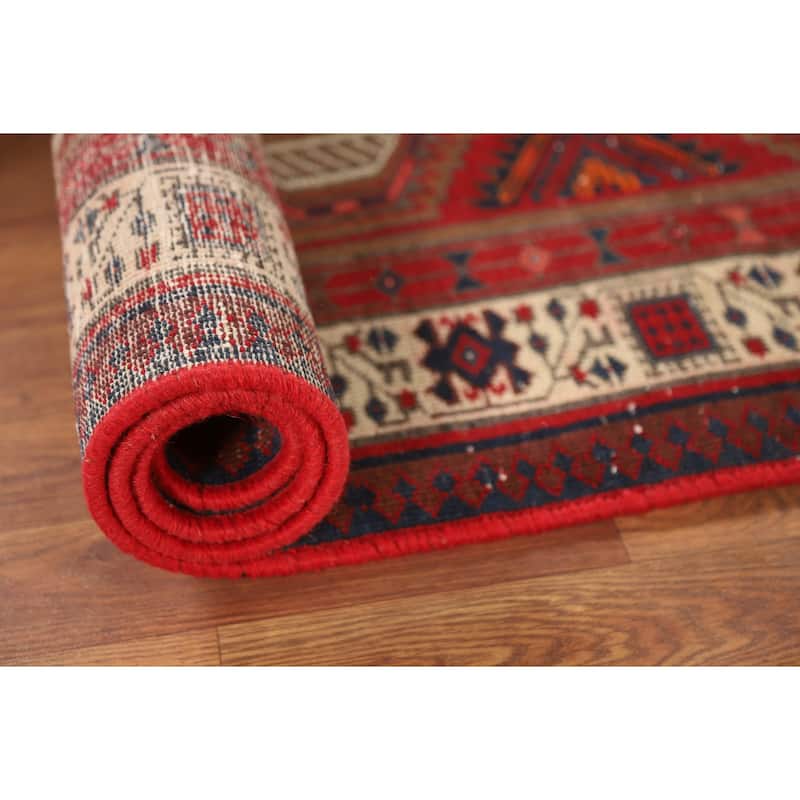 Tribal Ardebil Persian Vintage Runner Rug Hand-Knotted Wool Carpet - 3'4"x 11'1"