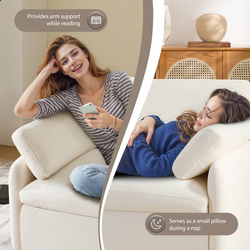 50" Oversized Chenille Lounge Chair - Wide Deep Seat Armchair with Color Block Design & Throw Pillows