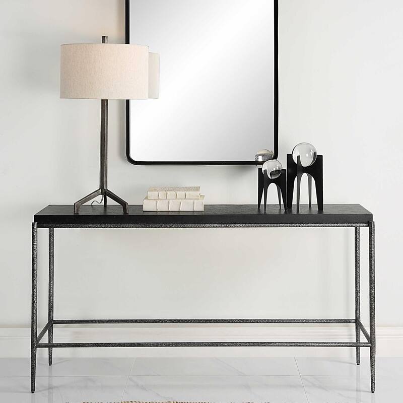 Crescendo Concrete Console Table - 60" - Black and Gray