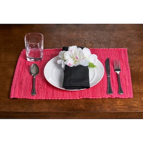 LR Home Hand Loomed Solid Set of Four Placemats - 1'1" x 1'7"