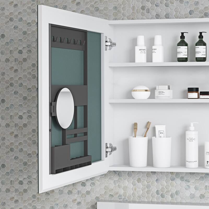 Frameless Bathroom Medicine Cabinet with Beveled Mirror Edges, Left Opening Door, Soft-Closing Hinges