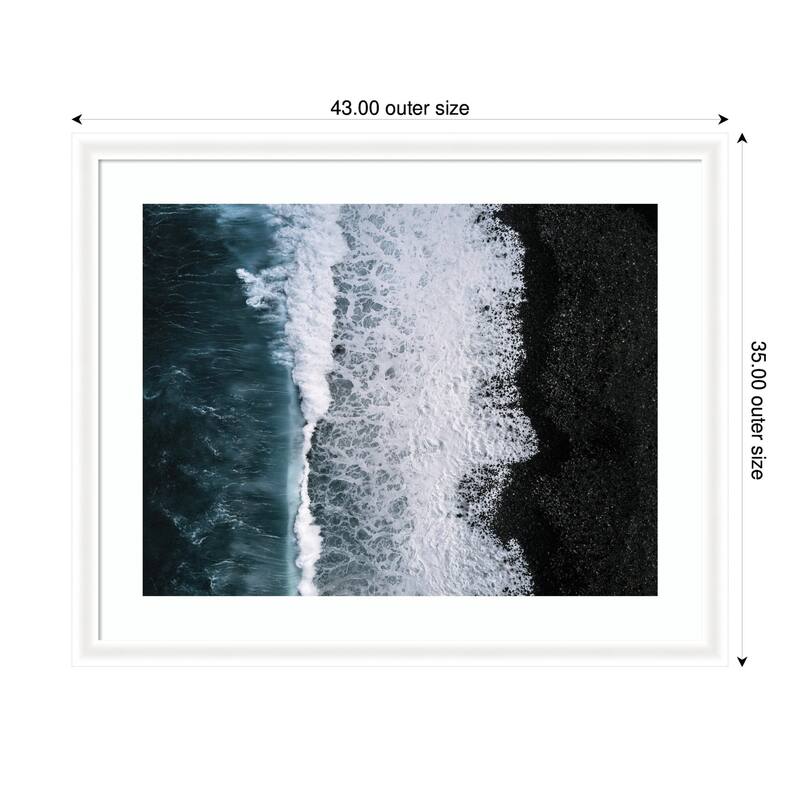 Kate and Laurel Framed Art Ocean Waves on the Black Beach in Iceland by Michael Schauer