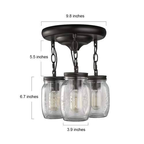 LNC Glass Modern 3-Light Jar Ceiling Lights Semi Flush Mount Ceiling Light - Bronze - D11.8" X H13"