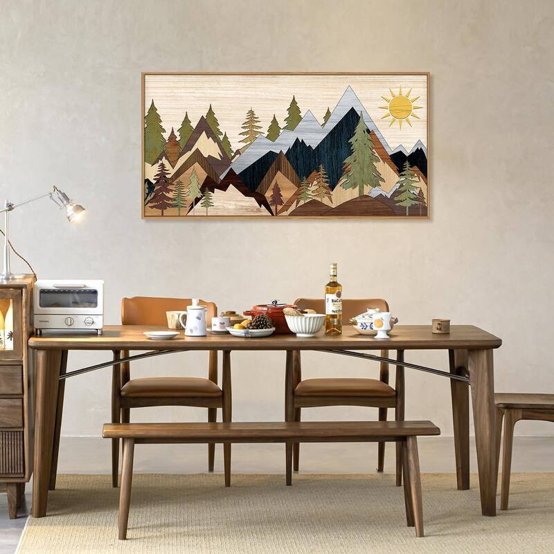 Nature Wilderness Illustration Wall Decor, Woodcut Forest