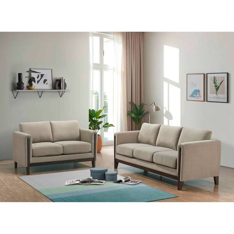 Islington Upholstered Panel Arm Sofa Set Taupe - N/A