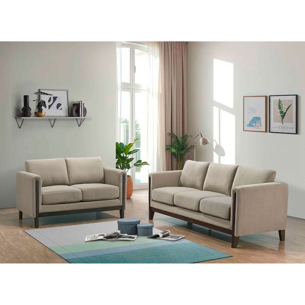 Islington Upholstered Panel Arm Sofa Set Taupe - N/A