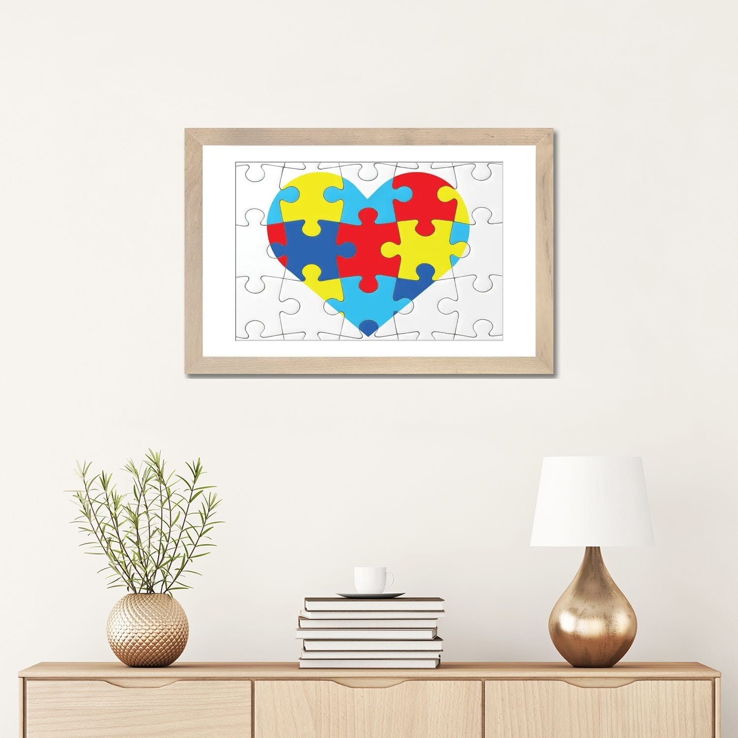 Autism Awareness Heart Puzzle - Glass Saying Soy Candle - Simply