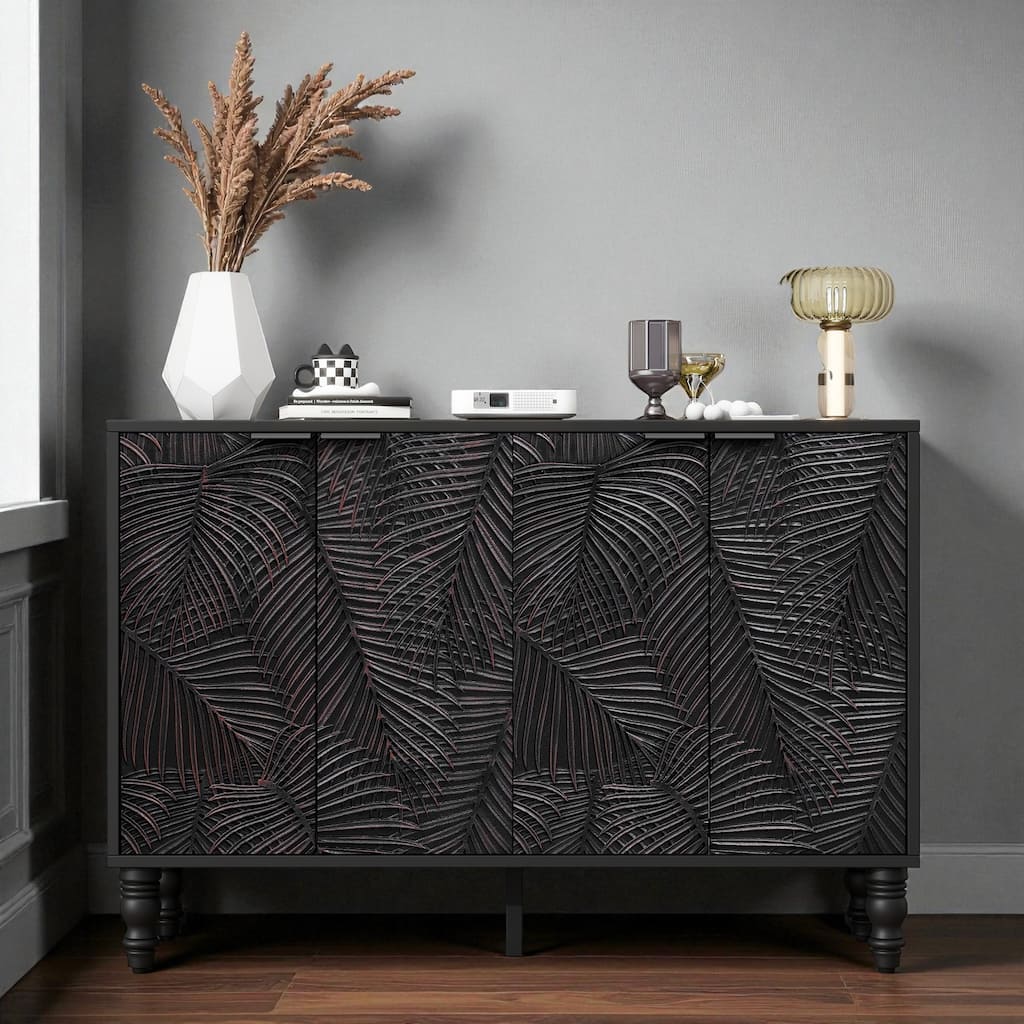 47.2'' Modern TV Stand for TVs up to 43'', Media Console Cabinet with 2 Cabinets, Adjustable Shelves & Solid Wood Legs