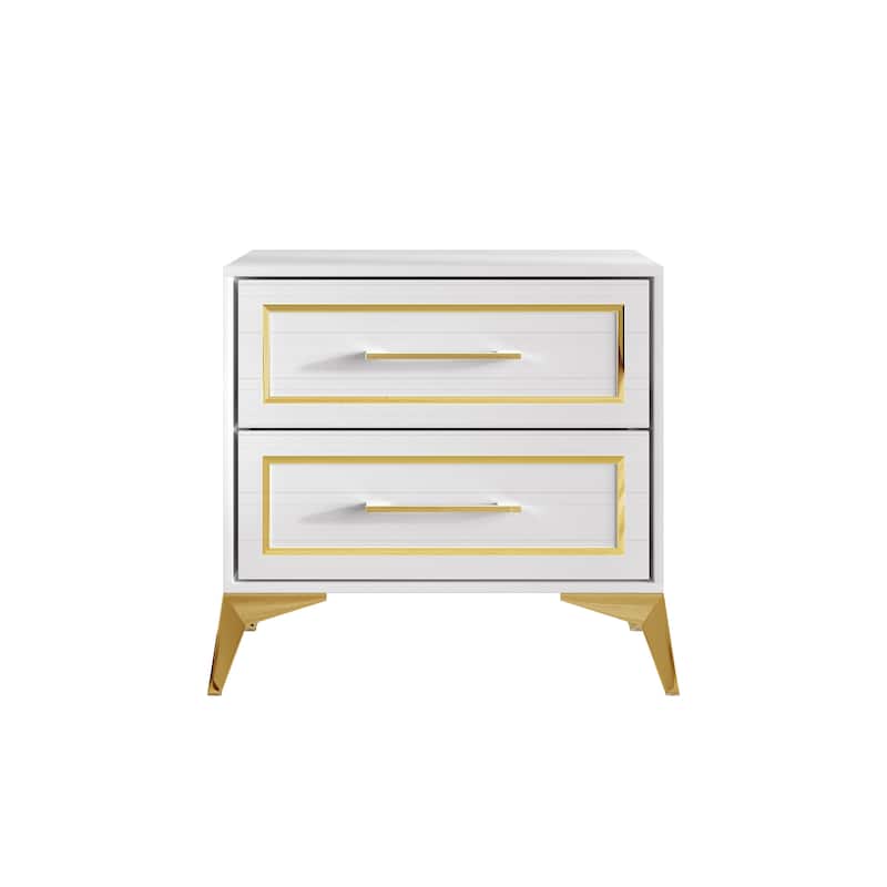 CraftPorch Contemporary Nightstand with 2 Drawers In White - 2-drawer